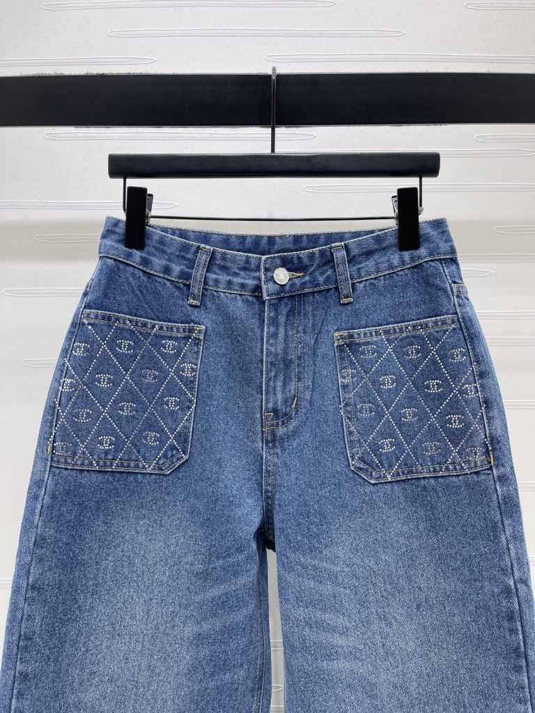 CHANEL コピー デニムパンツ ショート丈 デザインポケット ライトブルー - 画像 4