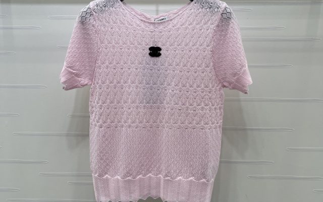 CHANEL ニット 半袖 Tシャツ コピー ロゴ刺繍 プリント柄 ピンク 全3色