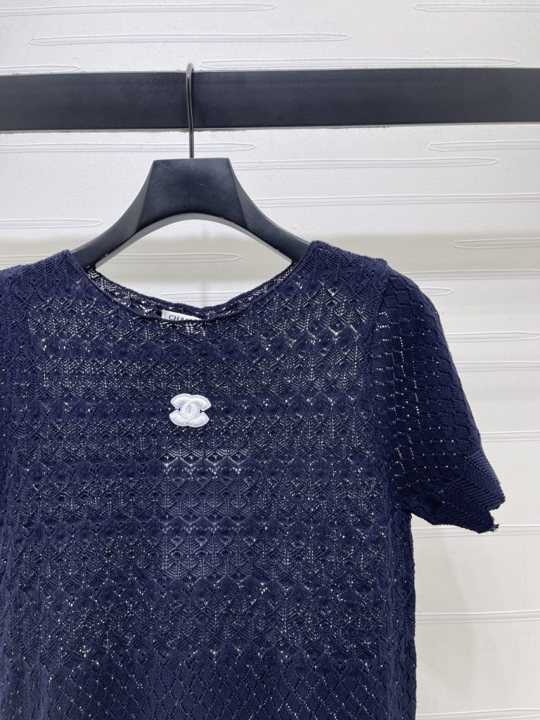CHANEL ニット Tシャツ コピー ロゴ刺繍 レディース 春夏 新作 全3色 S-M-L - 画像 2