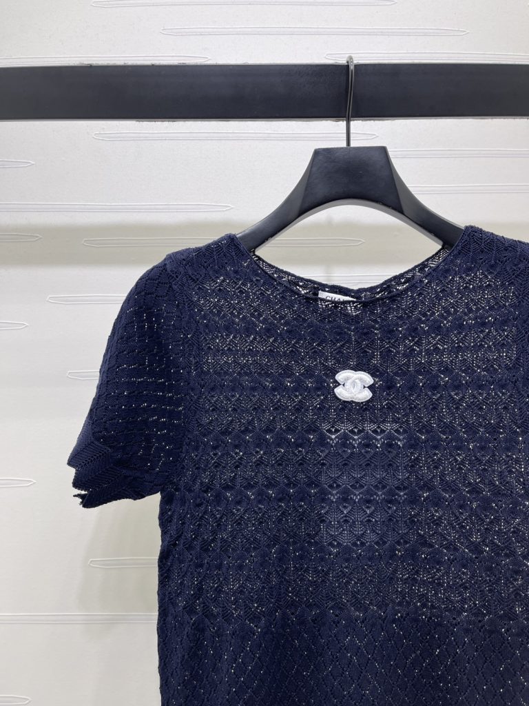 CHANEL ニット Tシャツ コピー ロゴ刺繍 レディース 春夏 新作 全3色 S-M-L - 画像 3