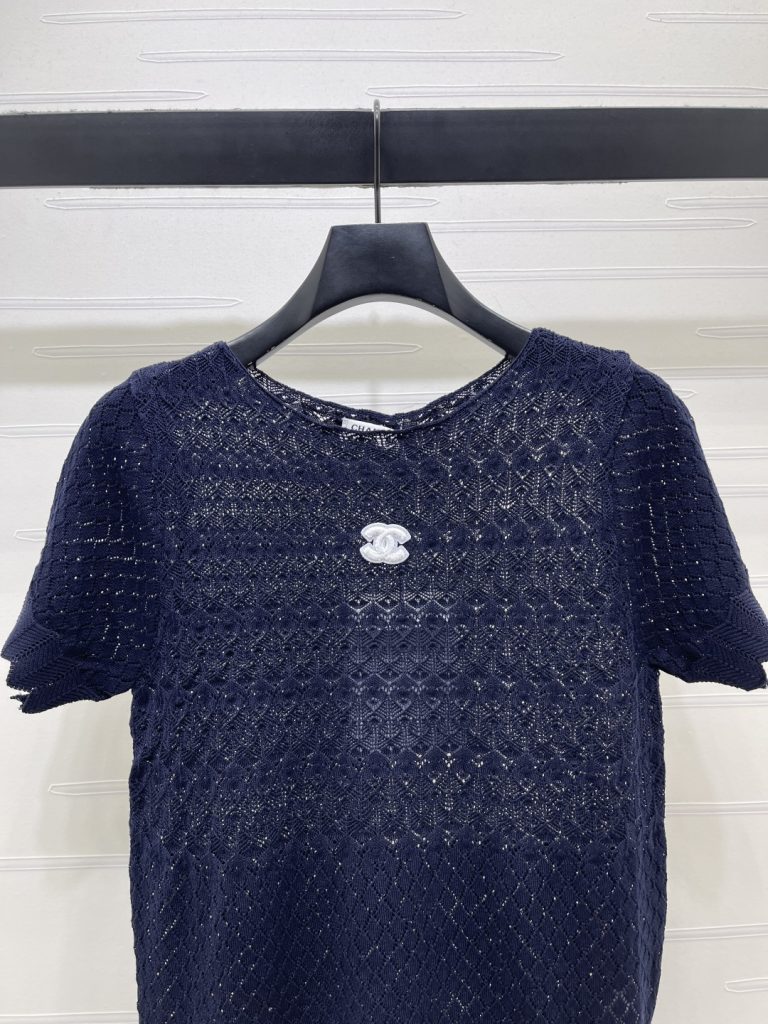 CHANEL ニット Tシャツ コピー ロゴ刺繍 レディース 春夏 新作 全3色 S-M-L - 画像 4