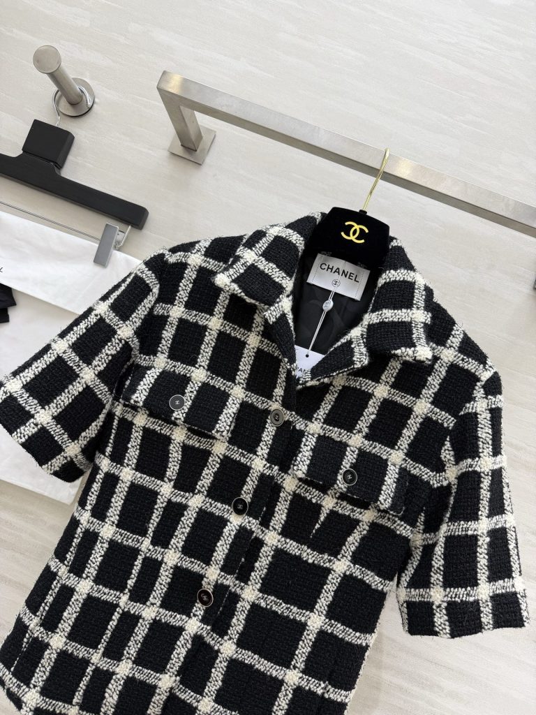 Chane♡²⁶ コピー ブラック レディース チェック柄 ショートジャケット+ハイウエストスカート セットアップ ニット素材 通勤 - 画像 2