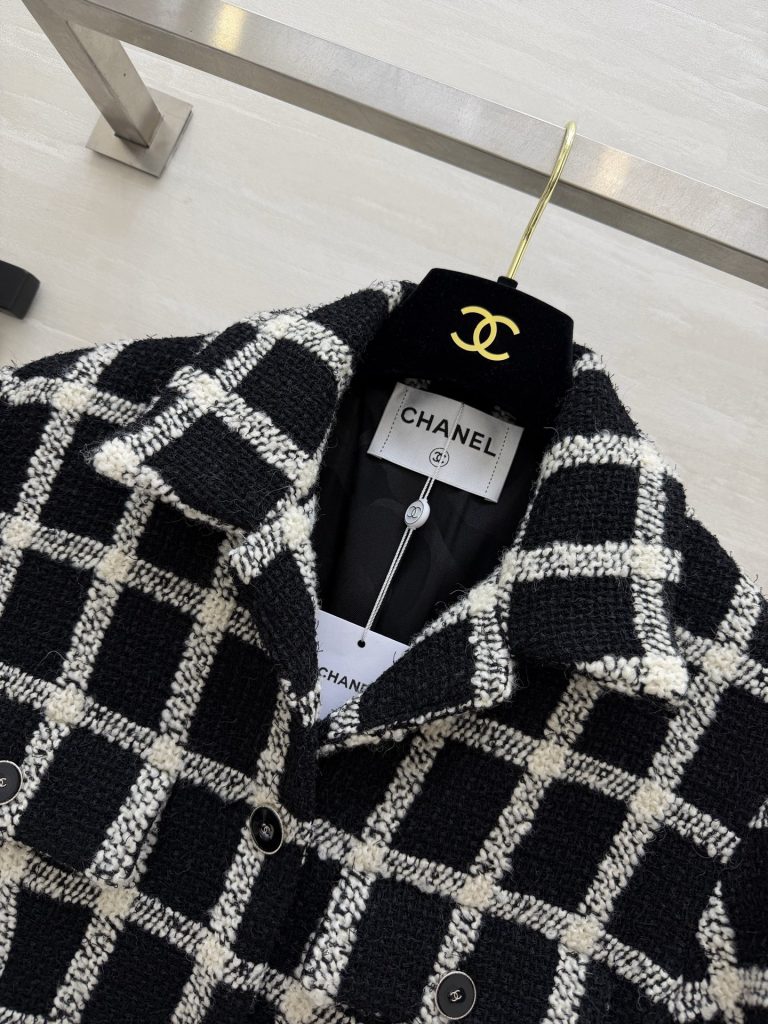 Chane♡²⁶ コピー ブラック レディース チェック柄 ショートジャケット+ハイウエストスカート セットアップ ニット素材 通勤 - 画像 4