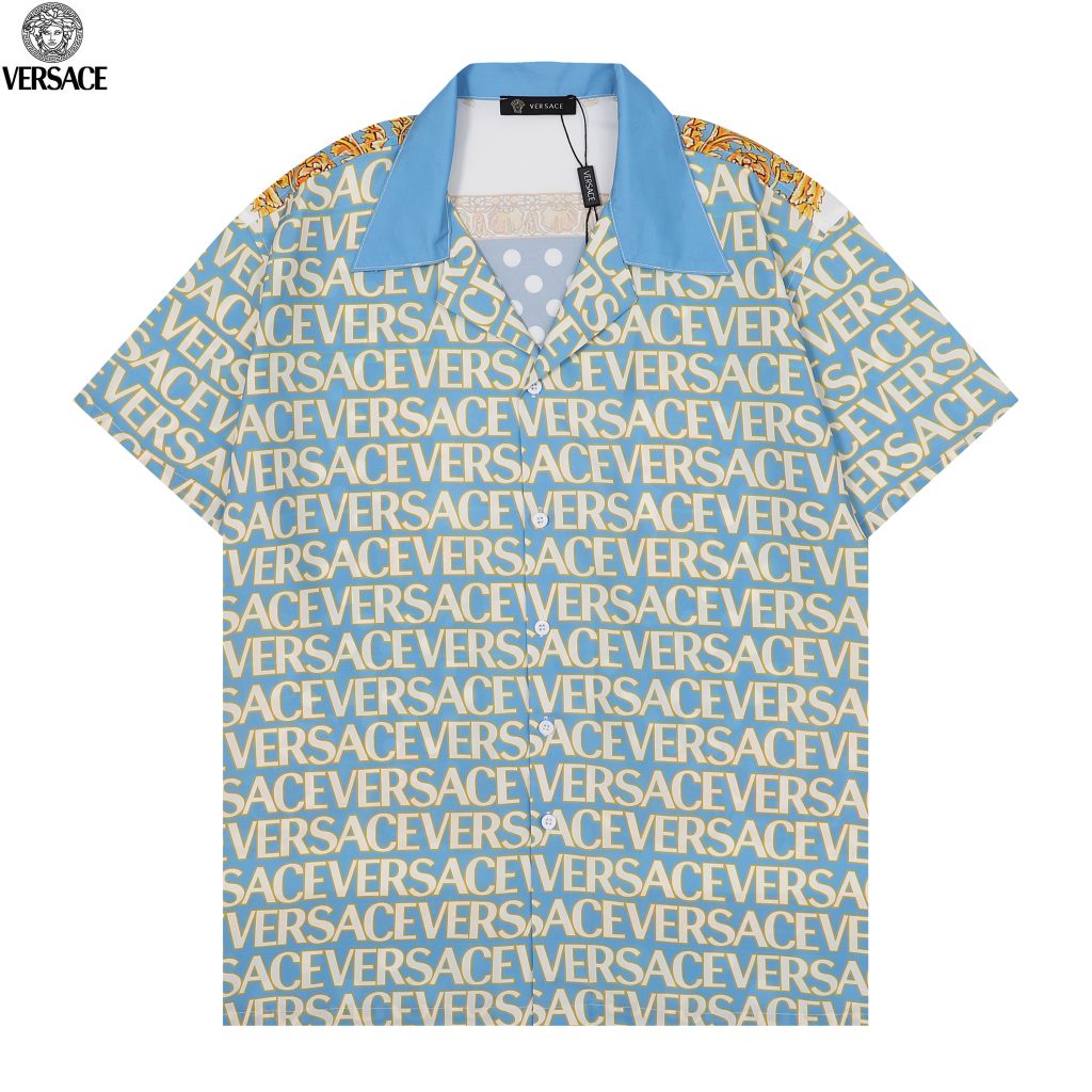 ヴェルサーチ Versace ポロシャツ ゆったり 夏 メンズ Tシャツ 半袖シャツ ブルー T-shirt - 画像 2