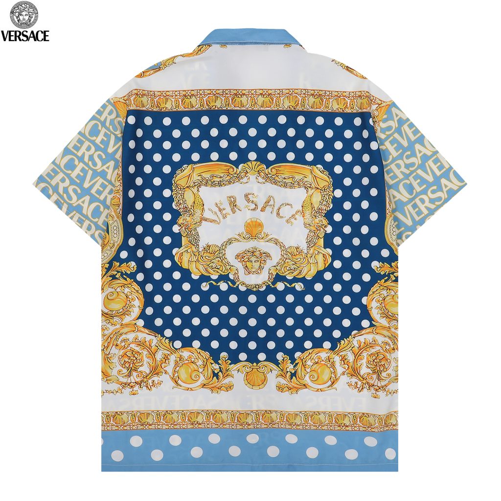 ヴェルサーチ Versace ポロシャツ ゆったり 夏 メンズ Tシャツ 半袖シャツ ブルー T-shirt - 画像 3