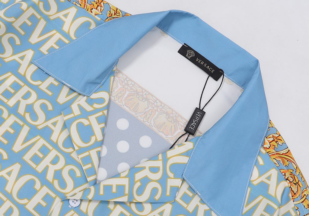 ヴェルサーチ Versace ポロシャツ ゆったり 夏 メンズ Tシャツ 半袖シャツ ブルー T-shirt - 画像 4