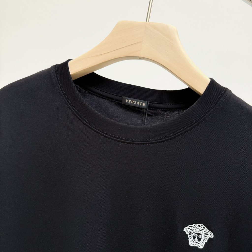 ヴェルサーチ　Versace　半袖シャツ　コットン　刺繍ロゴ　シャツ　クルーネック　メンズTシャツ　T-shirt　2色 - 画像 5