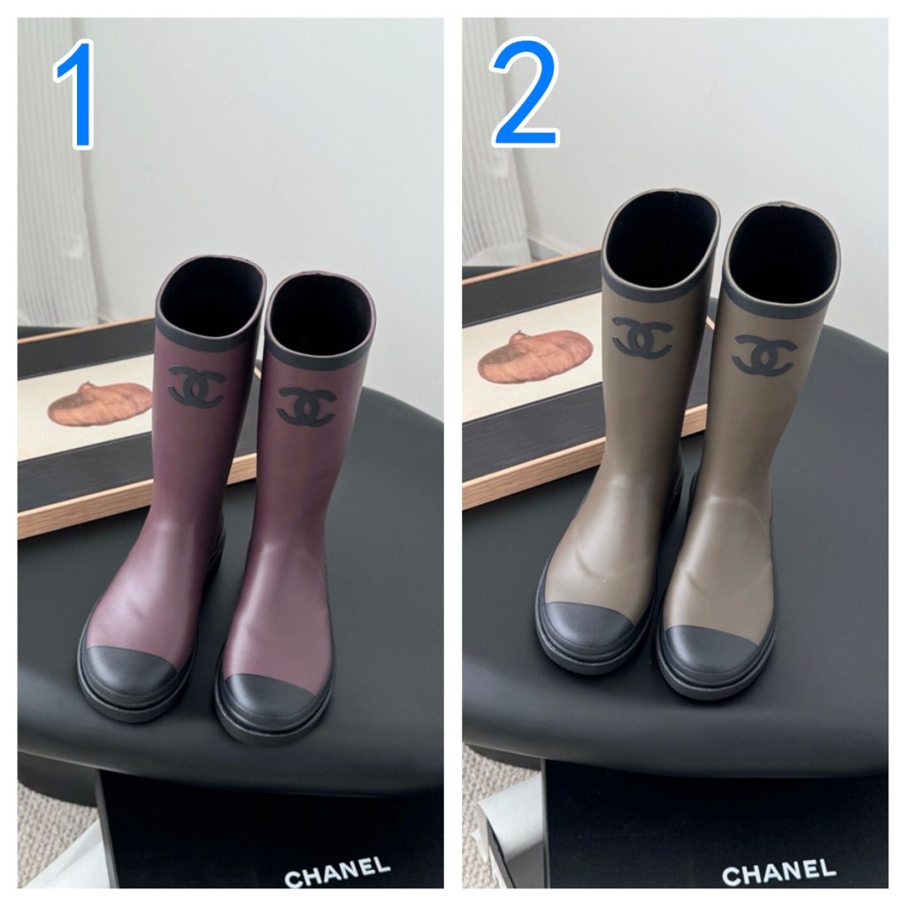 芸能人愛用　CHANEL　シャネル　レインブーツ　ロングブーツ　レディース　長靴　CCロゴ　ラバー素材 - 画像 1