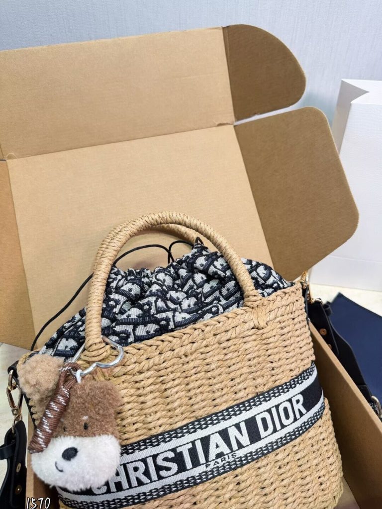 ディオール　Dior　カゴバッグ　バスケットバッグ　2WAY　トートバッグ　刺繍ロゴ　レディース　送料込み - 画像 2
