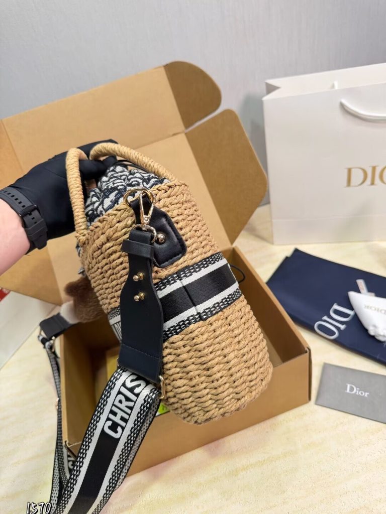 ディオール　Dior　カゴバッグ　バスケットバッグ　2WAY　トートバッグ　刺繍ロゴ　レディース　送料込み - 画像 3