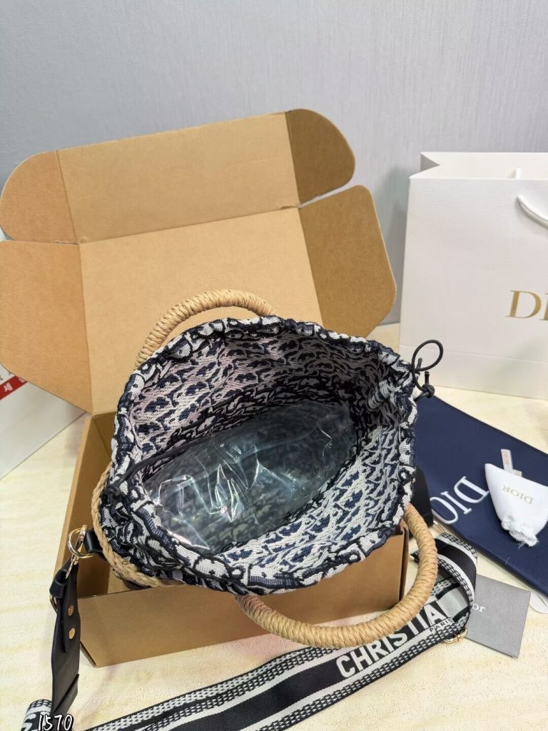 ディオール　Dior　カゴバッグ　バスケットバッグ　2WAY　トートバッグ　刺繍ロゴ　レディース　送料込み - 画像 6