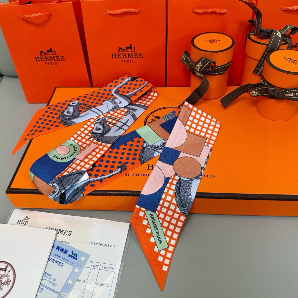 エルメス　Hermes　Twilly　ツイリー　馬柄ツイリー　上品カラー　　細長リボンスカーフ　レディース　バッグスカーフ　7点 - 画像 8