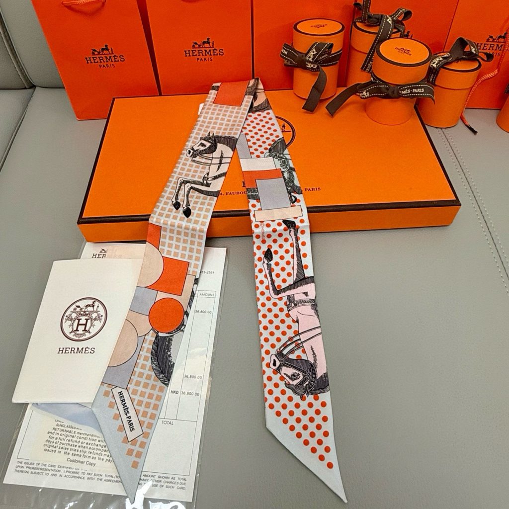 エルメス　Hermes　Twilly　ツイリー　馬柄ツイリー　上品カラー　　細長リボンスカーフ　レディース　バッグスカーフ　7点 - 画像 5