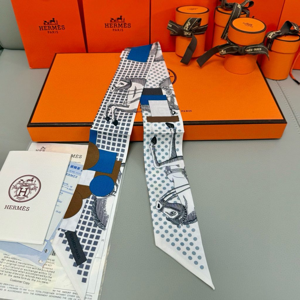エルメス　Hermes　Twilly　ツイリー　馬柄ツイリー　上品カラー　　細長リボンスカーフ　レディース　バッグスカーフ　7点 - 画像 7
