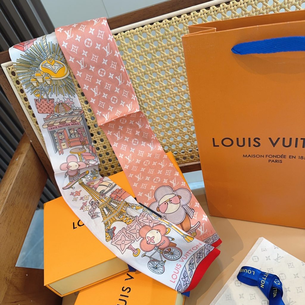 LOUIS VUITTON　ルイヴィトン　ハイドアンドシークバンドー　ハンドル　モノグラム　 細長リボンスカーフ　ツイリースカーフ - 画像 5