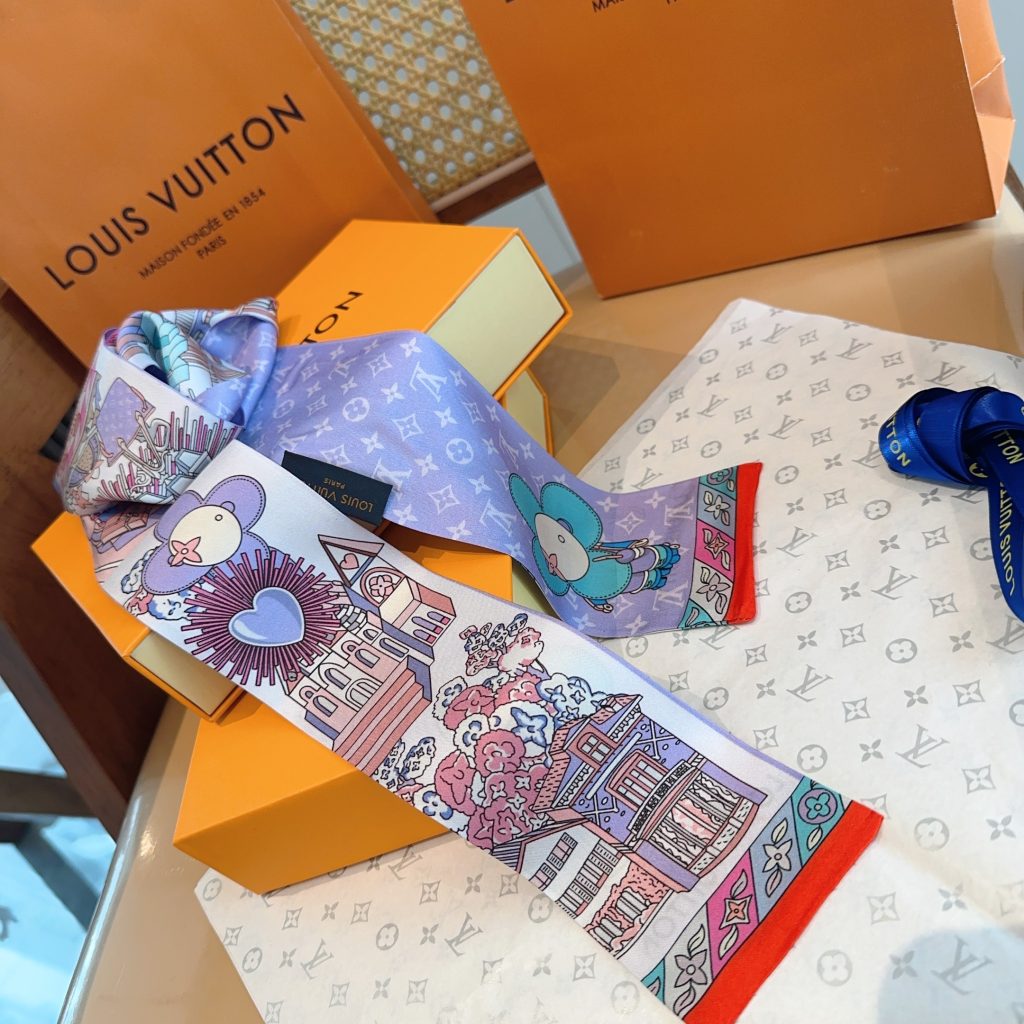 LOUIS VUITTON　ルイヴィトン　ハイドアンドシークバンドー　ハンドル　モノグラム　 細長リボンスカーフ　ツイリースカーフ - 画像 2