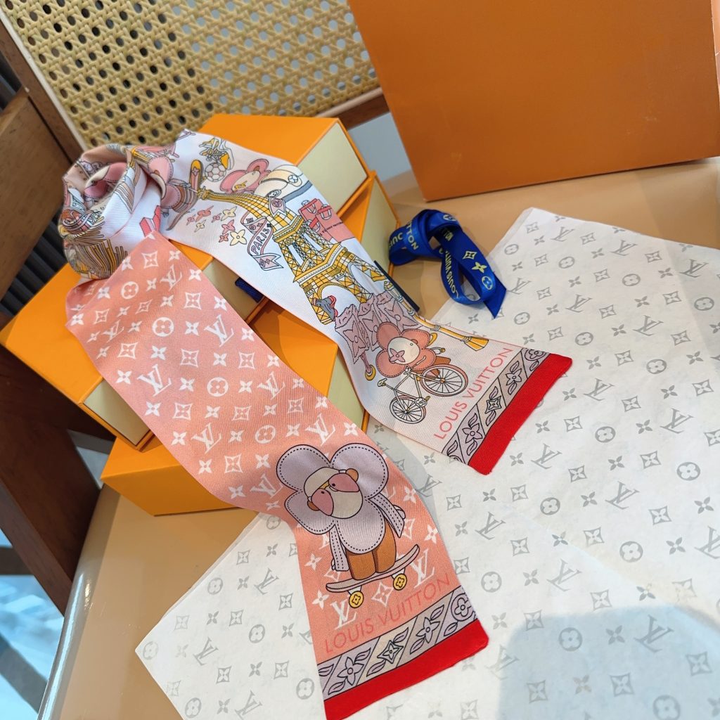 LOUIS VUITTON　ルイヴィトン　ハイドアンドシークバンドー　ハンドル　モノグラム　 細長リボンスカーフ　ツイリースカーフ - 画像 4