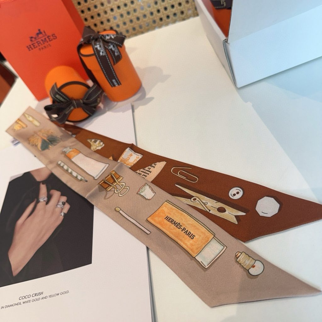エルメス　Hermes　Twilly　ツイリー 　細スカーフ　上品カラー　細長リボンスカーフ　レディース　バッグスカーフ　7点 - 画像 5