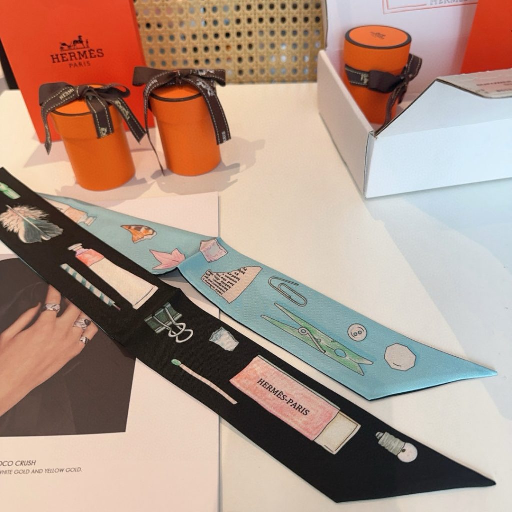 エルメス　Hermes　Twilly　ツイリー 　細スカーフ　上品カラー　細長リボンスカーフ　レディース　バッグスカーフ　7点 - 画像 2
