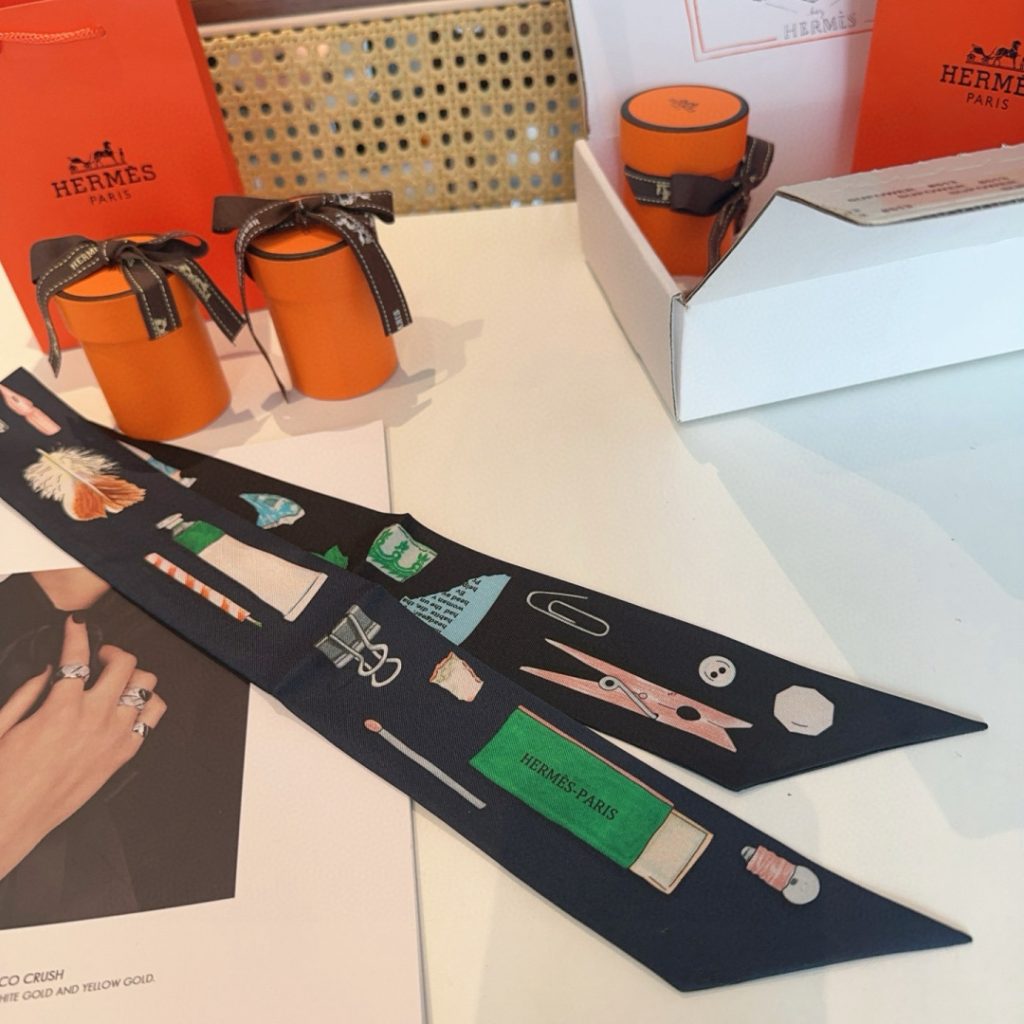 エルメス　Hermes　Twilly　ツイリー 　細スカーフ　上品カラー　細長リボンスカーフ　レディース　バッグスカーフ　7点 - 画像 4
