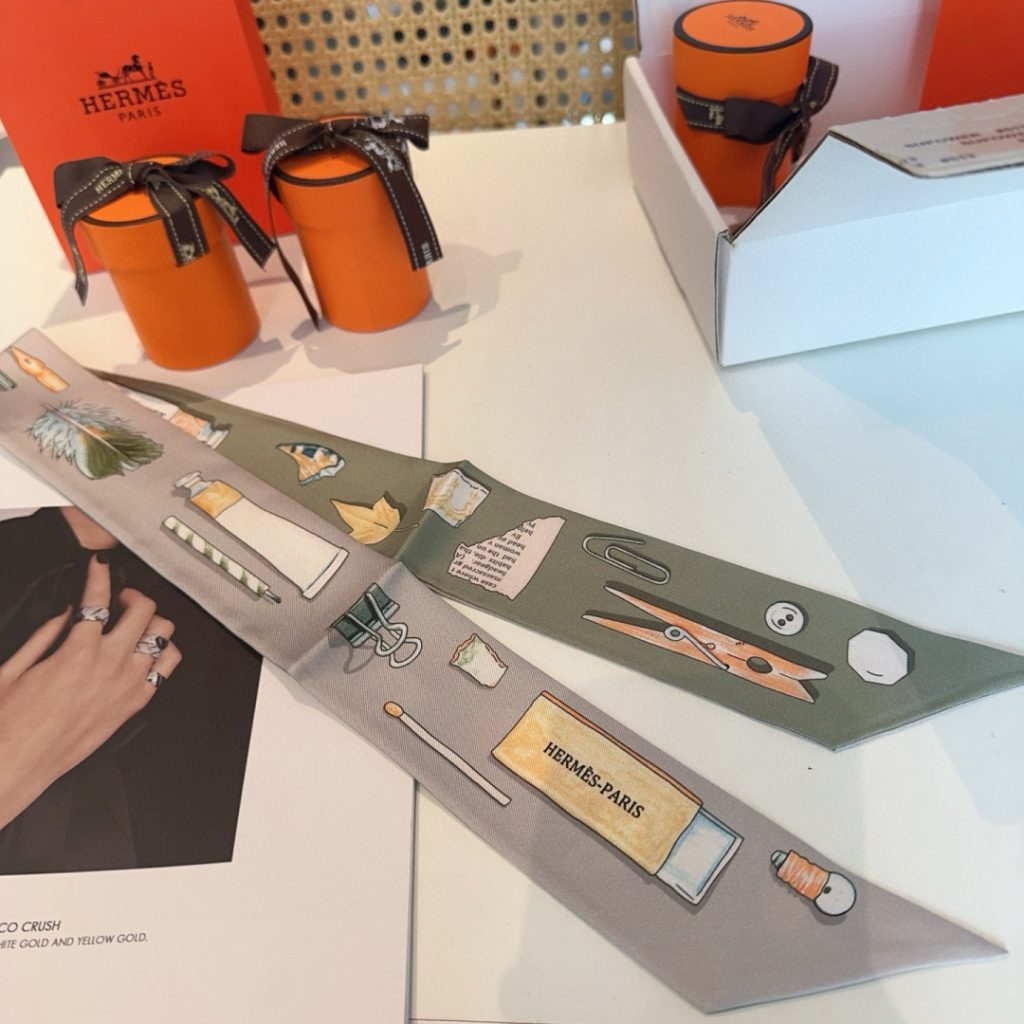 エルメス　Hermes　Twilly　ツイリー 　細スカーフ　上品カラー　細長リボンスカーフ　レディース　バッグスカーフ　7点 - 画像 7