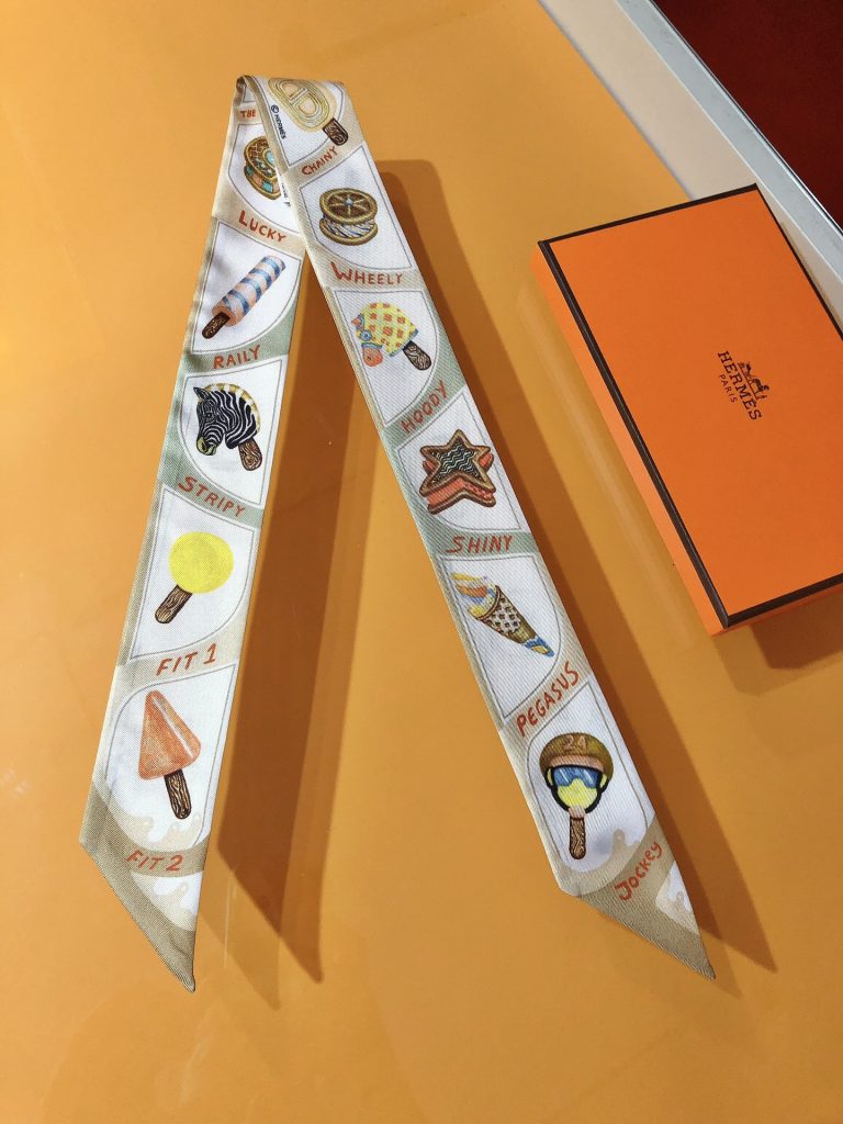 Hermes エルメス ツイリー ファニー・アイスクリーム Funny Ice Cream スカーフ 細スカーフ レディース バッグスカーフ - 画像 2