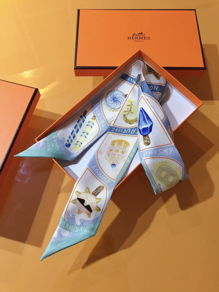 Hermes エルメス ツイリー ファニー・アイスクリーム Funny Ice Cream スカーフ 細スカーフ レディース バッグスカーフ - 画像 7