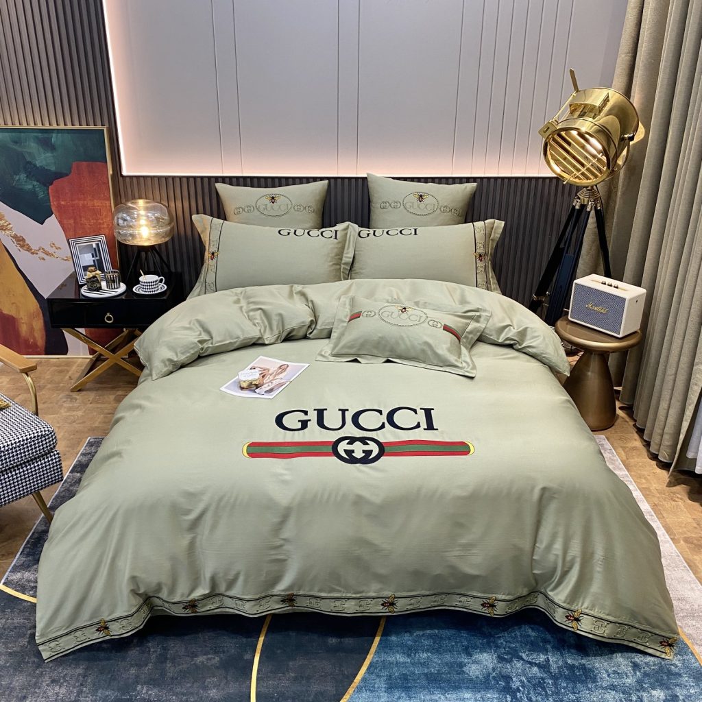 GUCCI　グッチ掛け布団カバー4点セット　新居ベッド寝具　ボックスシーツ/枕カバー　綿100％刺繍　洗える　4色 - 画像 4