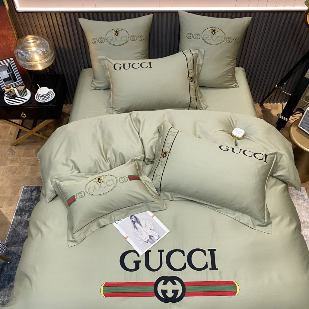 GUCCI　グッチ掛け布団カバー4点セット　新居ベッド寝具　ボックスシーツ/枕カバー　綿100％刺繍　洗える　4色 - 画像 5