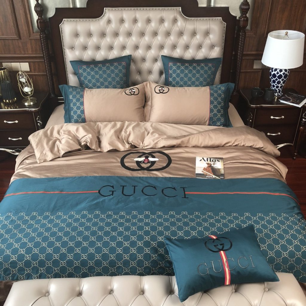 GUCCI　グッチ掛け布団カバー4点セット　新居ベッド寝具　ボックスシーツ/枕カバー　綿100％刺繍　洗える　4色 - 画像 6