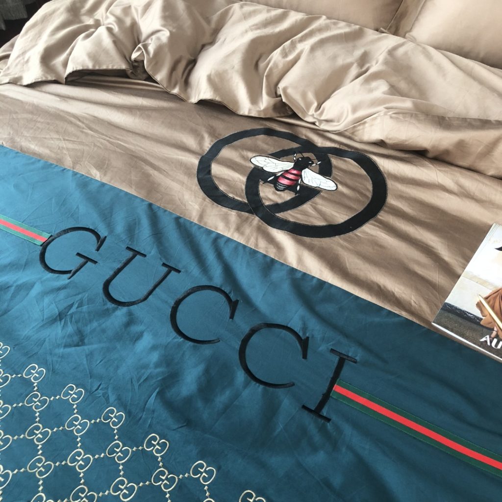GUCCI　グッチ掛け布団カバー4点セット　新居ベッド寝具　ボックスシーツ/枕カバー　綿100％刺繍　洗える　4色 - 画像 7