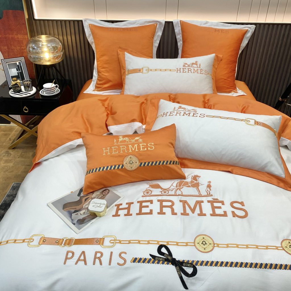 掛け布団カバー4点セット　エルメスHERMES　布団カバーセット　ダブルサイズ/キングサイズ　刺繍　人気インテリア - 画像 7