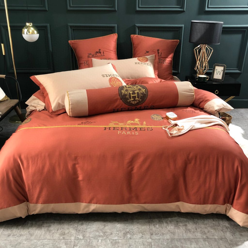 掛け布団カバー4点セット　エルメスHERMES　布団カバーセット　ダブルサイズ/キングサイズ　刺繍　人気インテリア - 画像 2