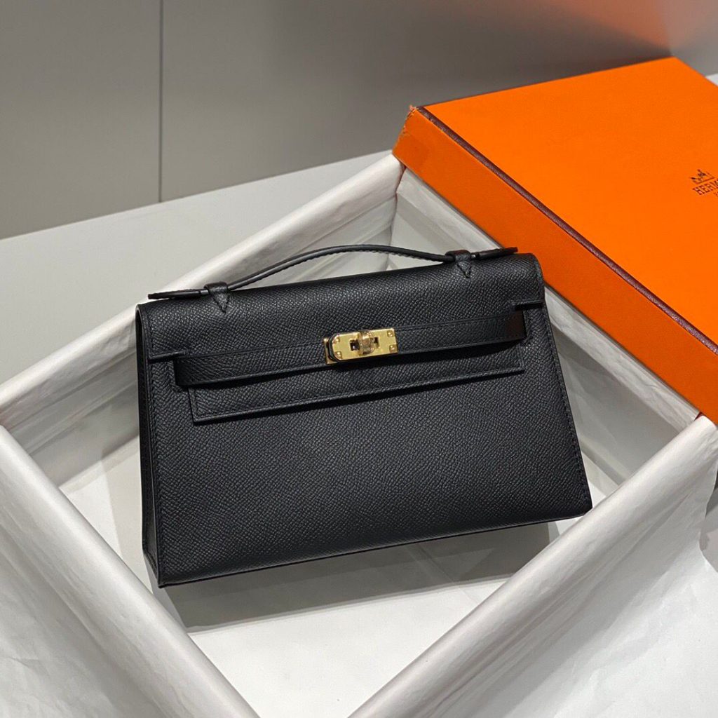 ハーフ手縫い　HERMES　エルメス　ポシェットケリー　エプソン　ミニバッグ　レディース　ハンドバッグ　クラッチバッグ　牛革 - 画像 4
