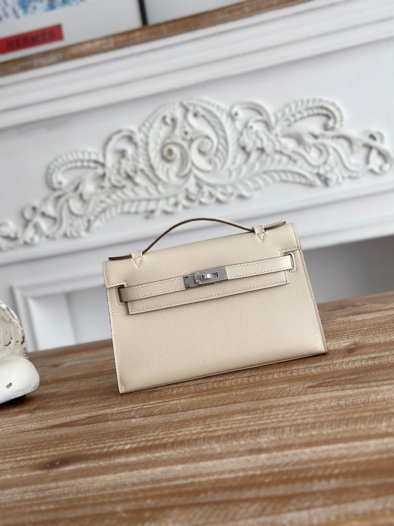 ハーフ手縫い　HERMES　エルメス　ポシェットケリー　エプソン　ミニバッグ　レディース　ハンドバッグ　クラッチバッグ　牛革 - 画像 5