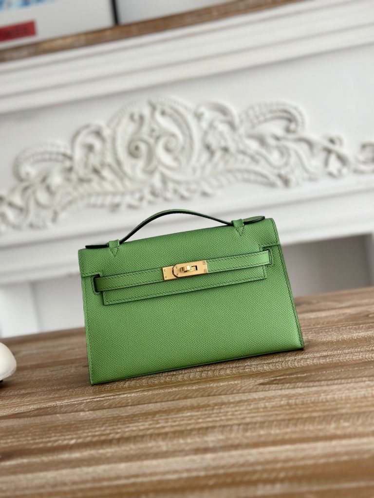 ハーフ手縫い　HERMES　エルメス　ポシェットケリー　エプソン　ミニバッグ　レディース　ハンドバッグ　クラッチバッグ　牛革 - 画像 6