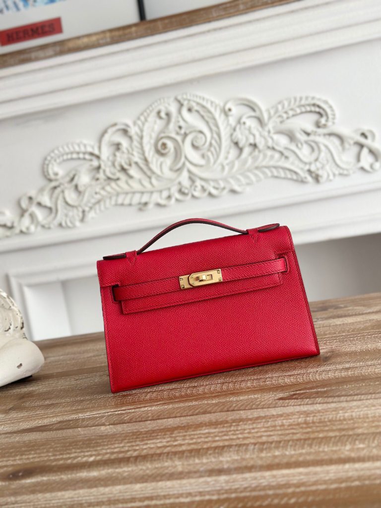 ハーフ手縫い　HERMES　エルメス　ポシェットケリー　エプソン　ミニバッグ　レディース　ハンドバッグ　クラッチバッグ　牛革 - 画像 7