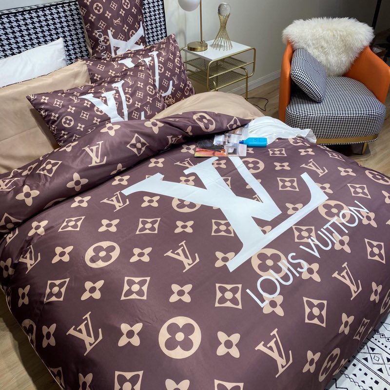 ルイヴィトン LOUIS VUITTON シルク生地 掛け布団カバーセット4点 ダブルサイズ/キングサイズ すべすべベッドカバー 5色 - 画像 8