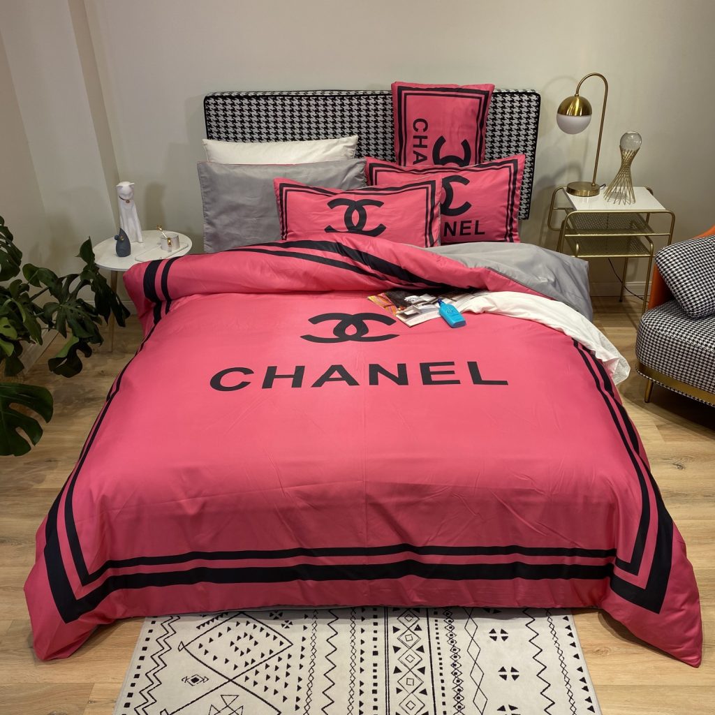 シルク生地　掛け布団カバーセット4点　ダブルサイズ/キングサイズ すべすべベッドカバー　シャネルCHANEL　3色 - 画像 4