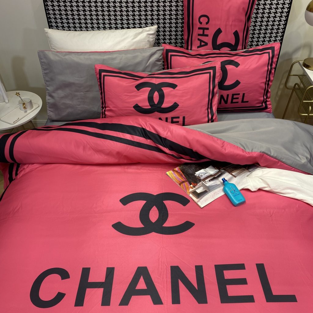 シルク生地　掛け布団カバーセット4点　ダブルサイズ/キングサイズ すべすべベッドカバー　シャネルCHANEL　3色 - 画像 6