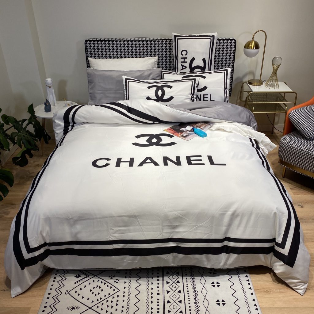 シルク生地　掛け布団カバーセット4点　ダブルサイズ/キングサイズ すべすべベッドカバー　シャネルCHANEL　3色 - 画像 7