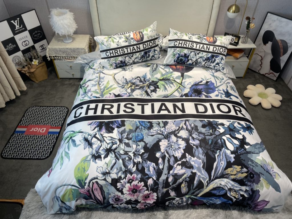ディオール 掛け布団カバーセット Dior布団カバー4点セット 妙趣の絵柄寝具ベッド用品夏3色 心地よい - 画像 7