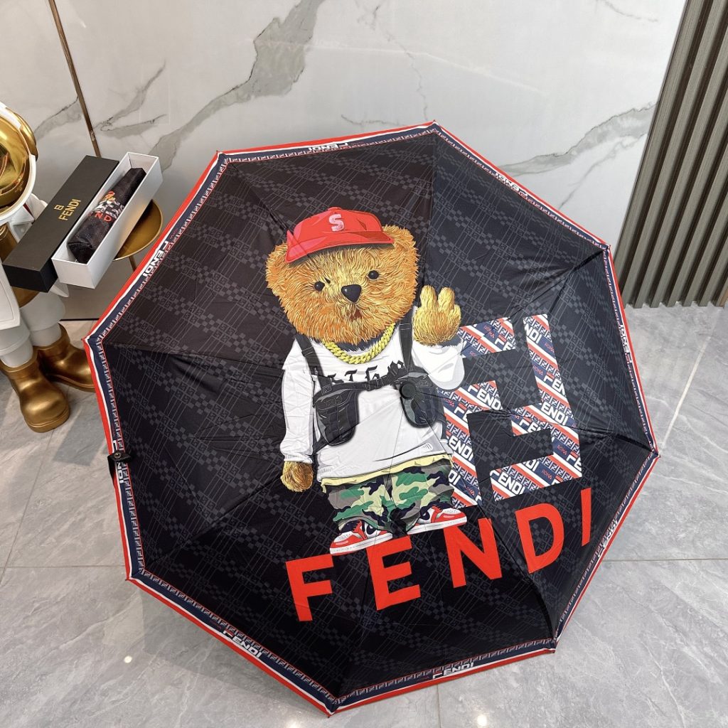 フェンディFENDI　折りたたみ傘　ワンタッチ開閉かさ　アンブレラ　日傘UVカット　晴雨兼用傘　超撥水　おしゃれ 可愛いクマ柄2種 - 画像 2