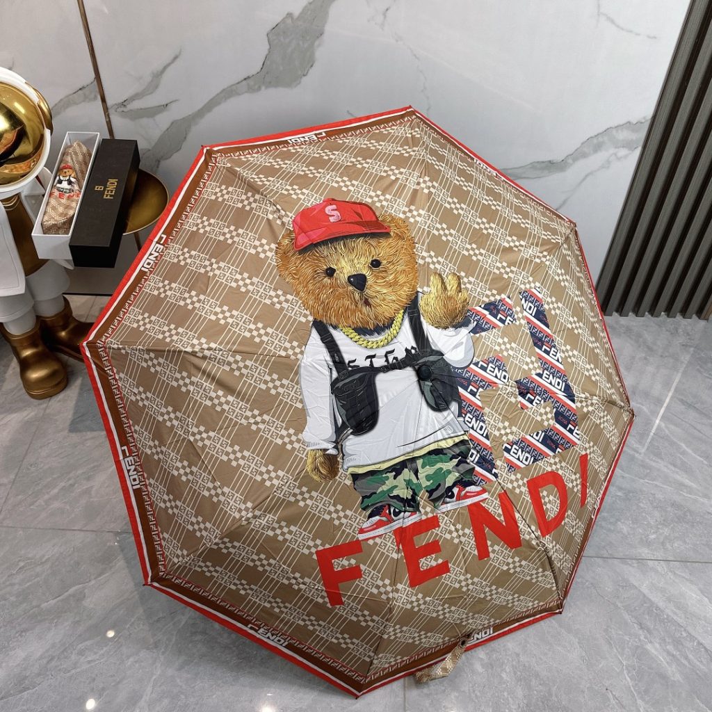 フェンディFENDI　折りたたみ傘　ワンタッチ開閉かさ　アンブレラ　日傘UVカット　晴雨兼用傘　超撥水　おしゃれ 可愛いクマ柄2種 - 画像 3