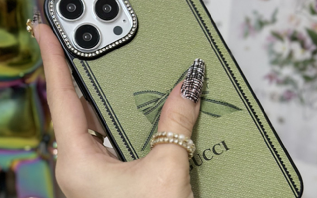 GUCCI　グッチ　iPhoneケース　iPhoneカバー　スマホケース　保護カバー　緑　リボン - 画像 2