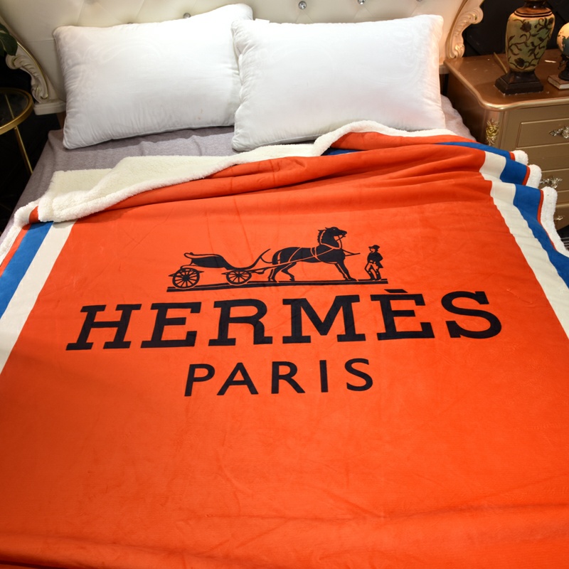 エルメス　HERMES　人気ブランケット　毛布　暖かい　通年使用でき　ひざ掛け毛布　オレンジ - 画像 2