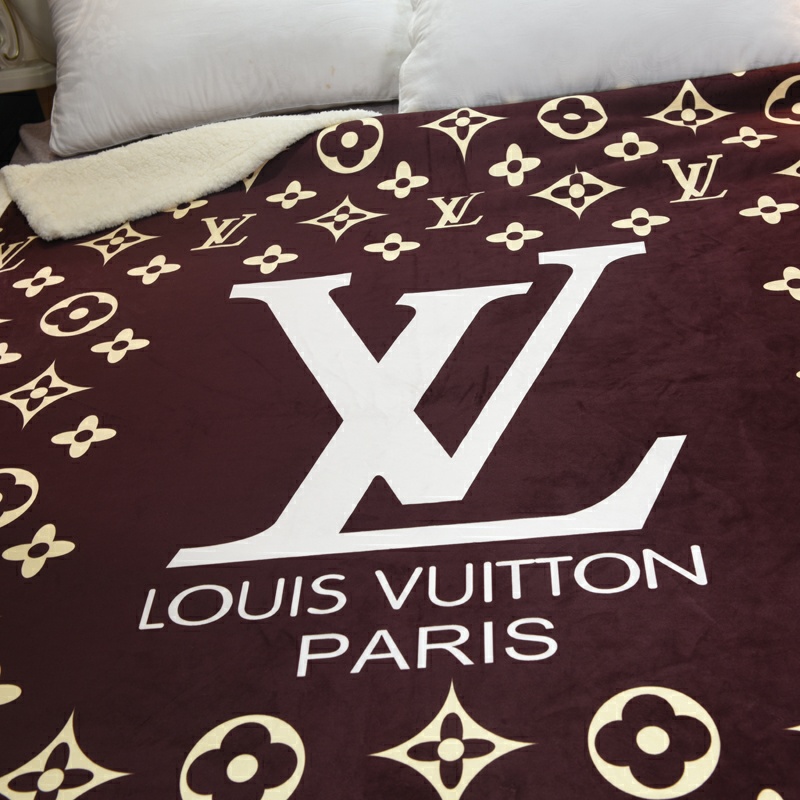 ルイヴィトン　Louis Vuitton　毛布　暖かい　厚手　掛け毛布　モノグラム柄　ブランケット　ブラウン　大きロゴ② - 画像 2