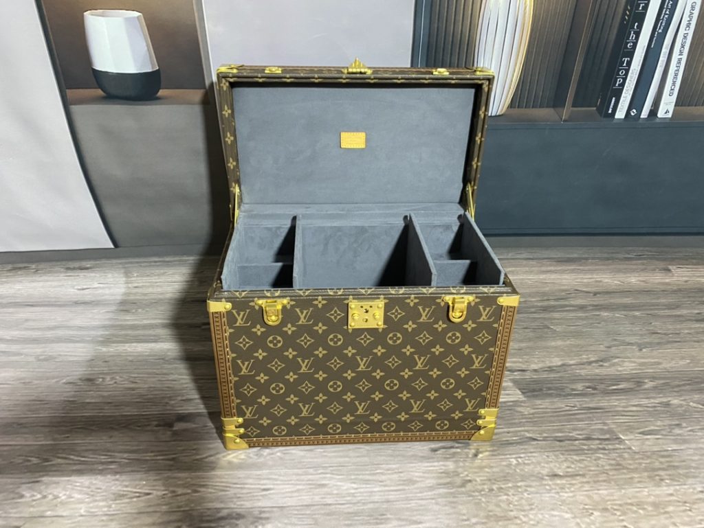 【ルイヴィトン】茶箱 収納ボックス モノグラム老花＆グレー 上質な茶器用ケース 高級感のある逸品 - 画像 5