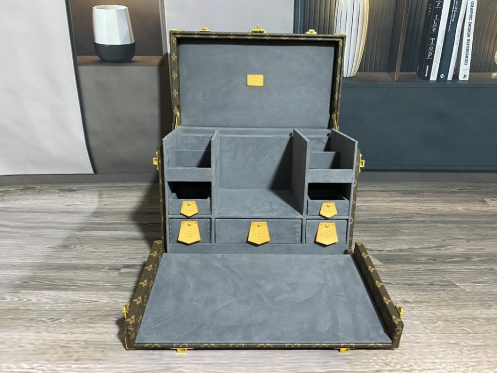 【ルイヴィトン】茶箱 収納ボックス モノグラム老花＆グレー 上質な茶器用ケース 高級感のある逸品 - 画像 6