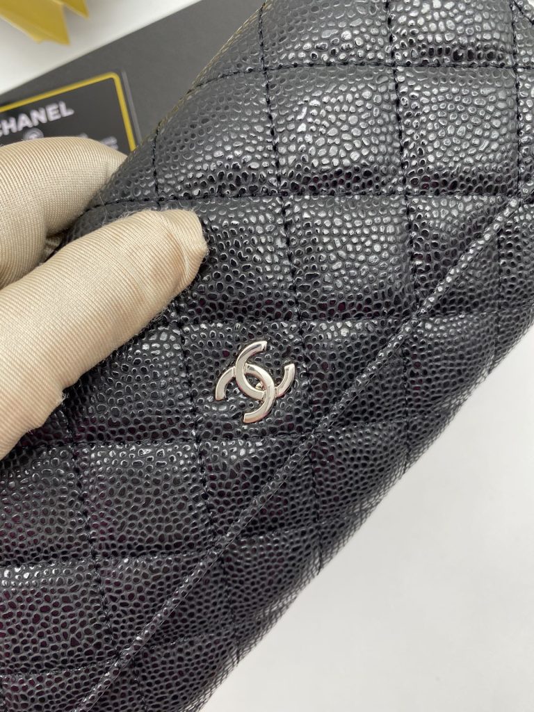 【シャネル】キャビアスキン 長財布 ココマーク金具 上品で実用的なブラックのレディースウォレット - 画像 6